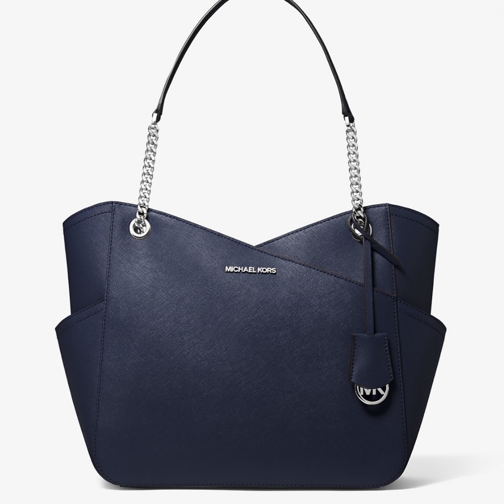 NWT | Michael Kors Jet Set Large Saffiano Leather Tote – Navy - Picture 3 of 8
